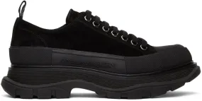 Alexander McQueen Black Suede Tread Slick Platform Low Sneakers