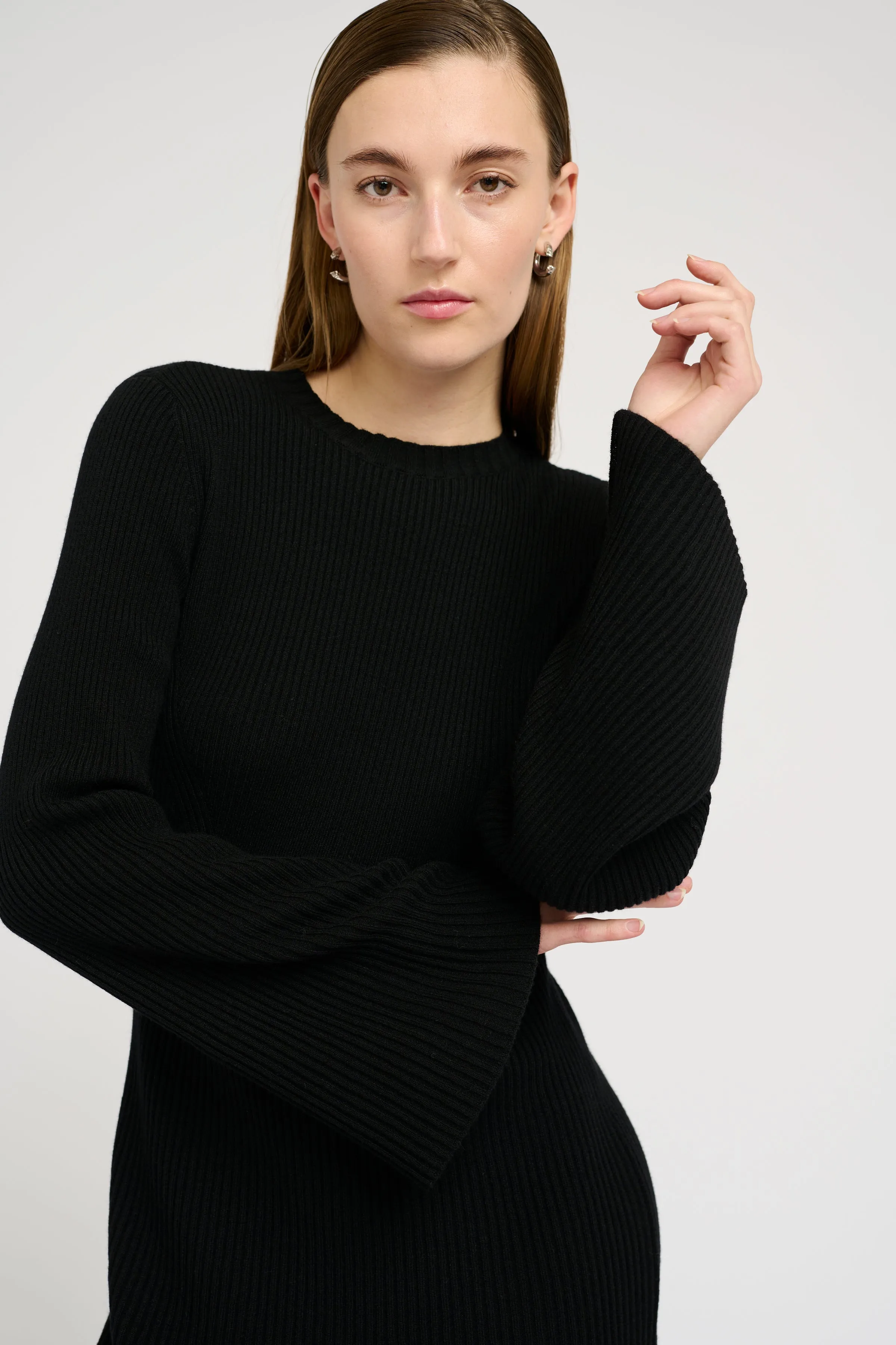 Antaligz Wool Short Dress - Black