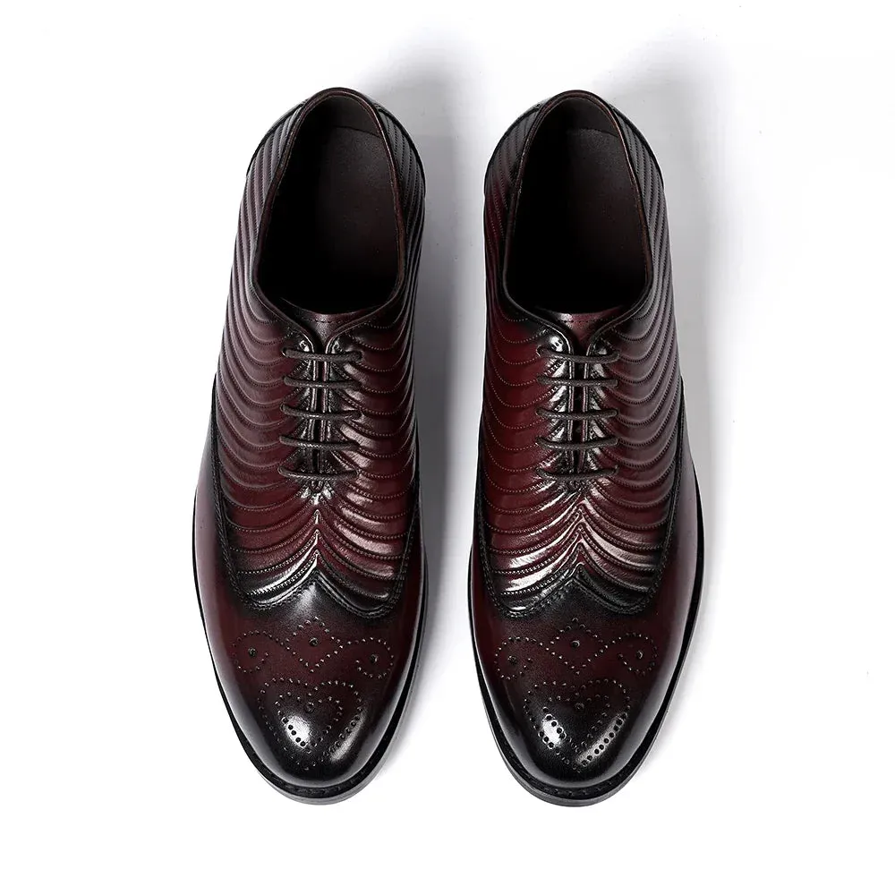 binfenxie  - Brogue Style Men's Oxfords Genuine Leather Wingtip Wedding Party Dress Shoes for Men Lace-Up Business Office Suit Formal Oxford