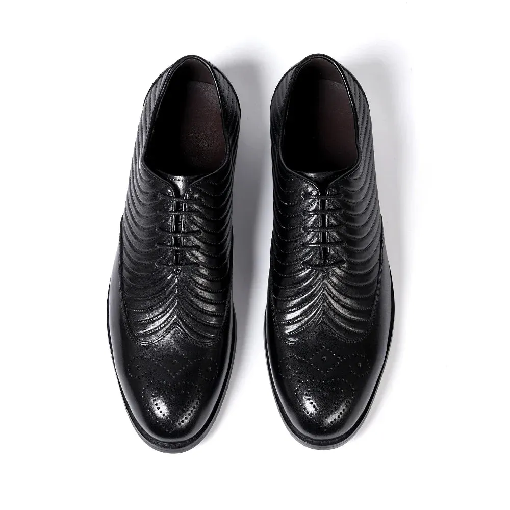 binfenxie  - Brogue Style Men's Oxfords Genuine Leather Wingtip Wedding Party Dress Shoes for Men Lace-Up Business Office Suit Formal Oxford