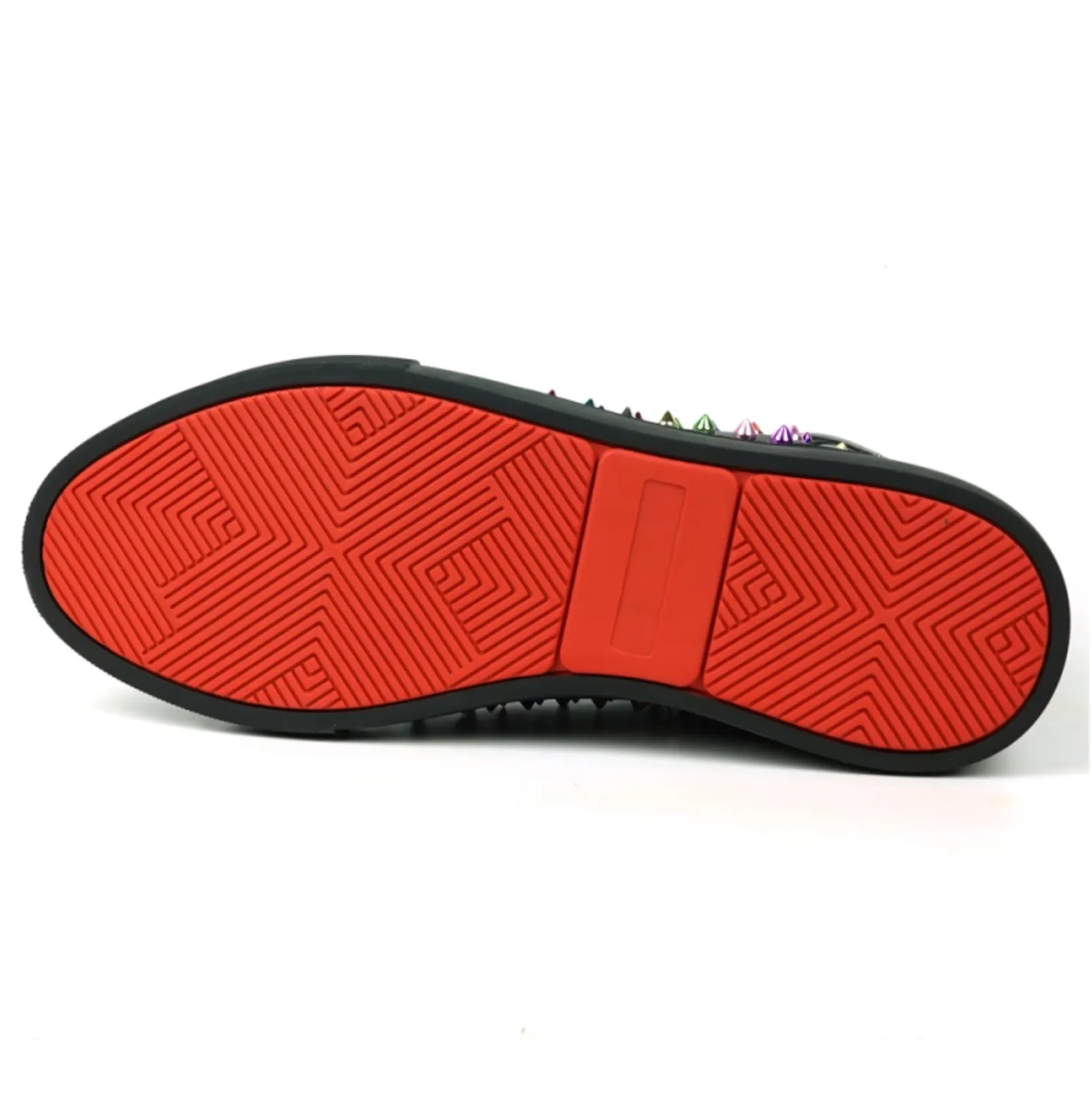 Black Leather Multi Color Spikes High Top Snekaer Encore by Fiesso