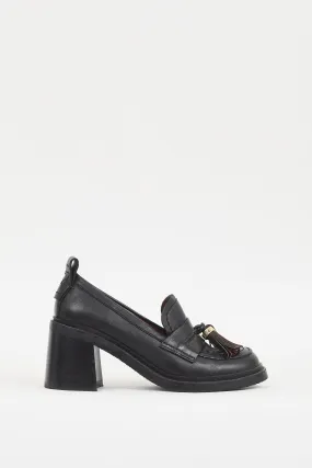 Black Leather Skyie Heeled Loafer