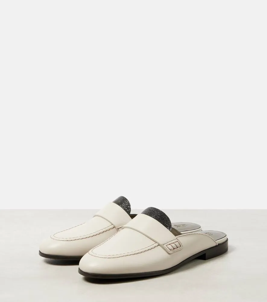 Brunello Cucinelli Monili leather mules