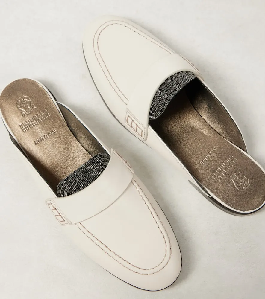 Brunello Cucinelli Monili leather mules