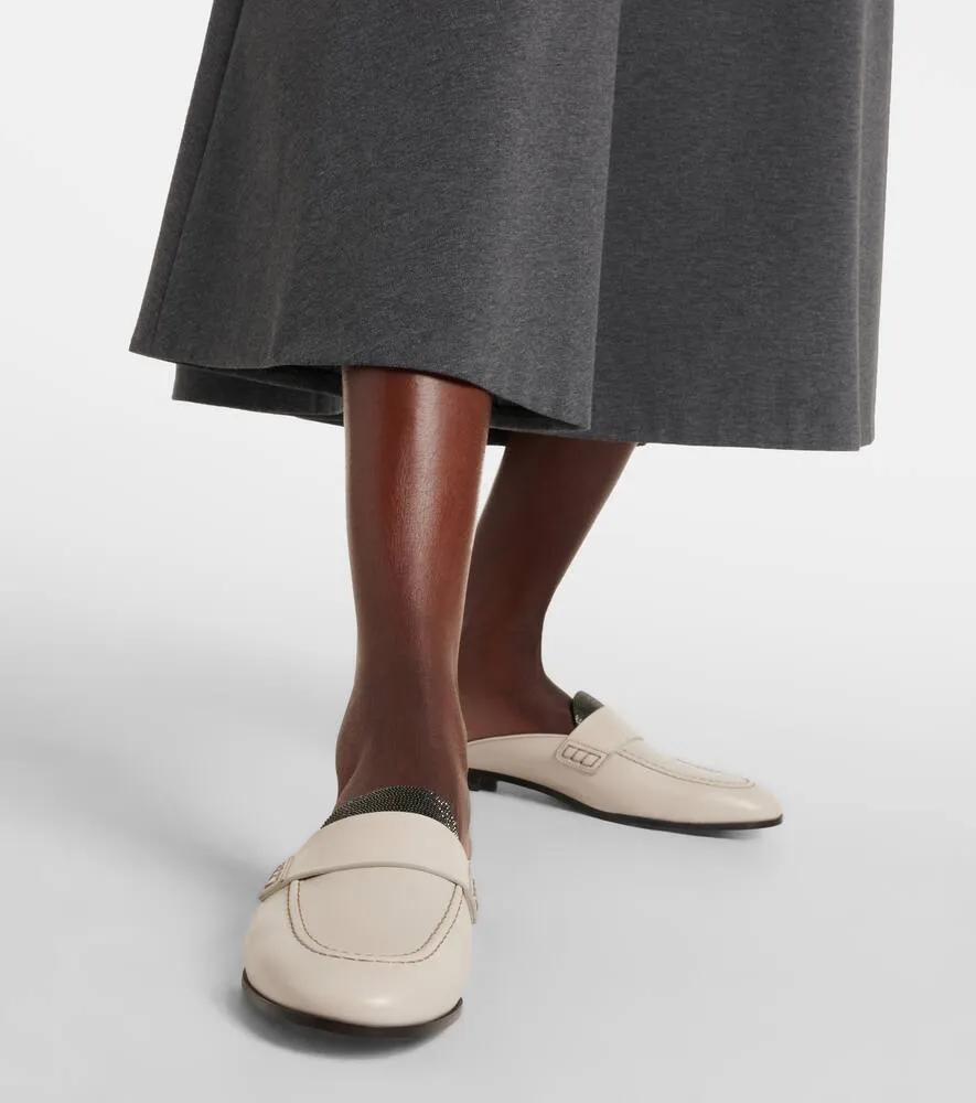 Brunello Cucinelli Monili leather mules