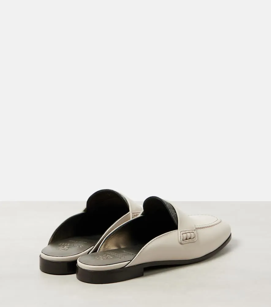 Brunello Cucinelli Monili leather mules