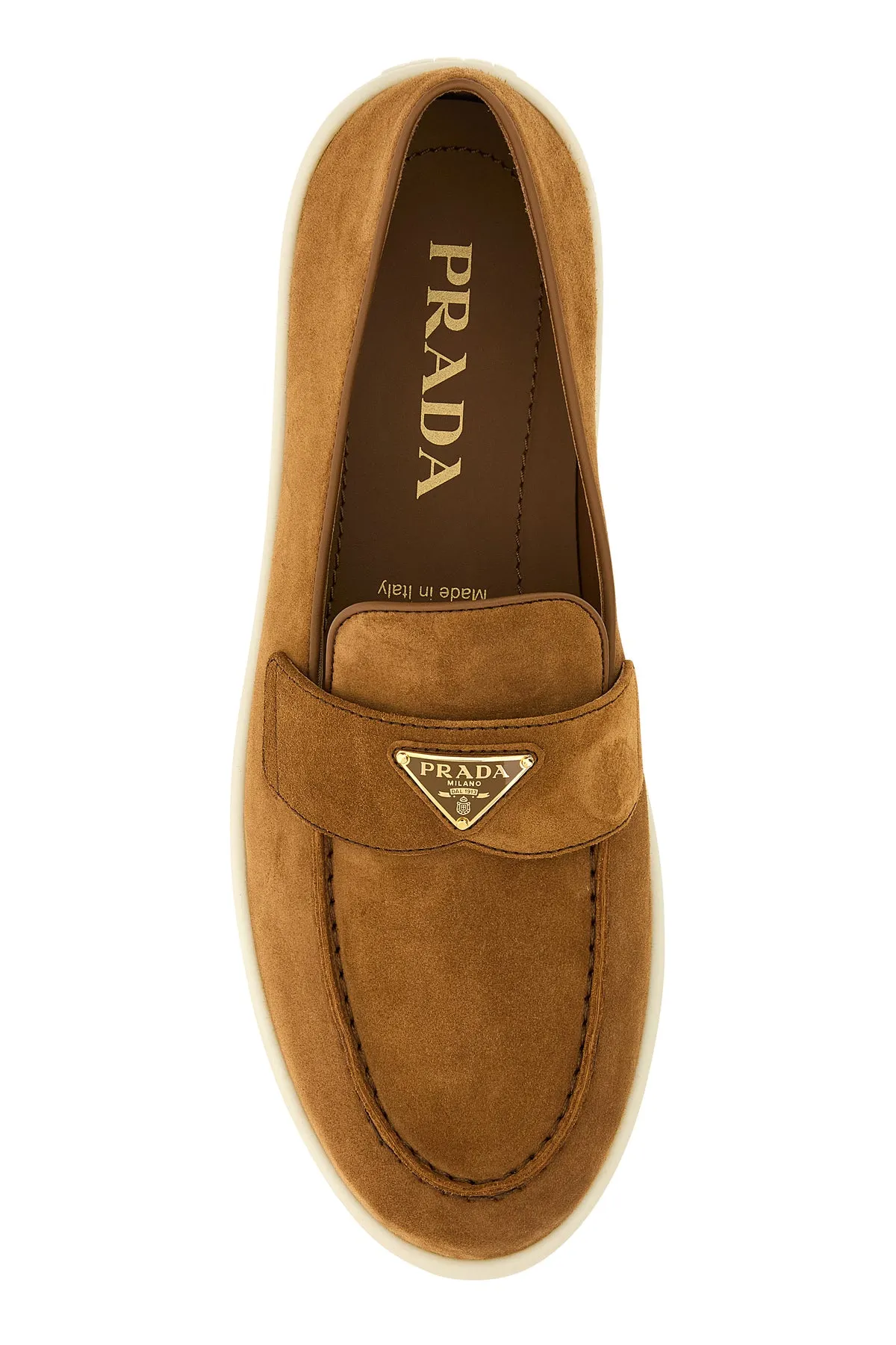 Camel suede loafers
