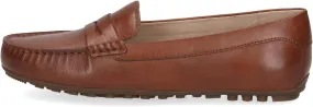 Caprice Women's 9-24651-42 Leather Slip-On Loafers Shoes Cognac Nappa Brown