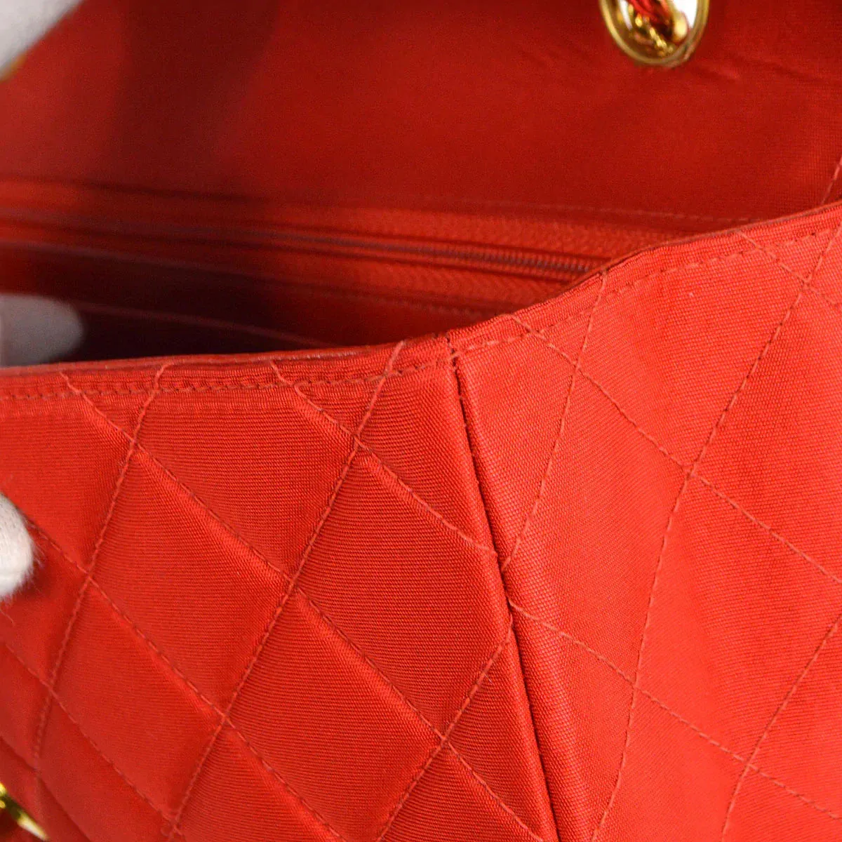 CHANEL 1994-1996 Classic Single Flap Medium Red Nylon 56465