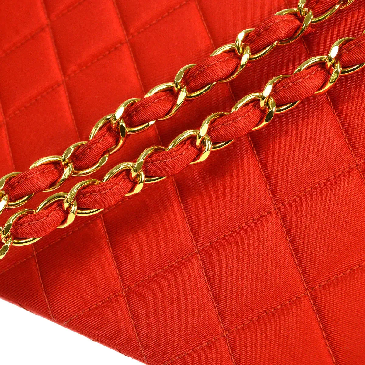 CHANEL 1994-1996 Classic Single Flap Medium Red Nylon 56465