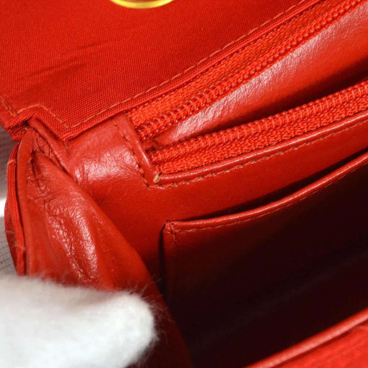 CHANEL 1994-1996 Classic Single Flap Medium Red Nylon 56465