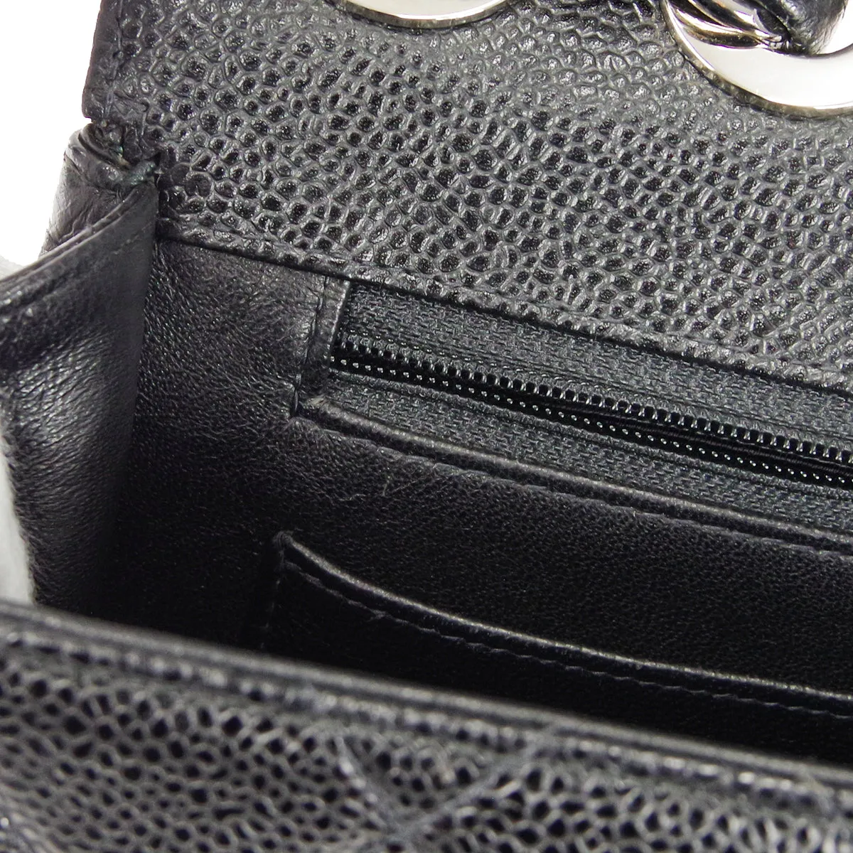 CHANEL Classic Flap Jumbo Double Chain Shoulder Bag Black Caviar 48598