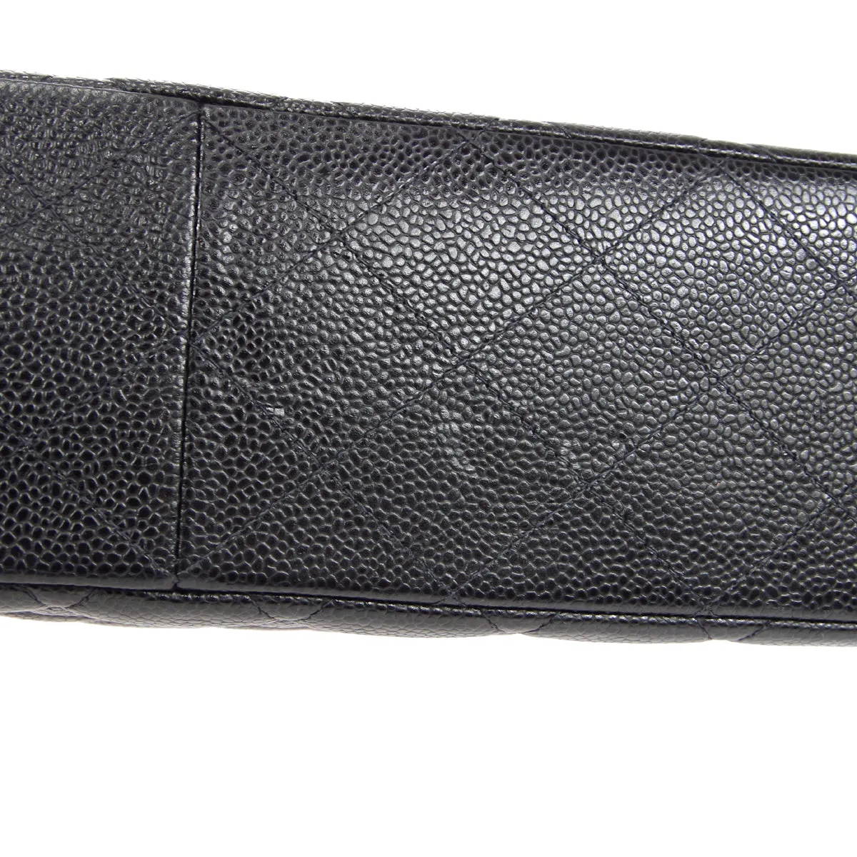 CHANEL Classic Flap Jumbo Double Chain Shoulder Bag Black Caviar 48598