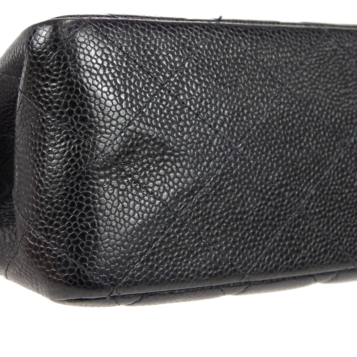 CHANEL Classic Flap Jumbo Double Chain Shoulder Bag Black Caviar 48598