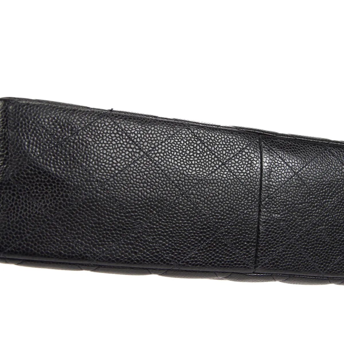 CHANEL Classic Flap Jumbo Double Chain Shoulder Bag Black Caviar 48598