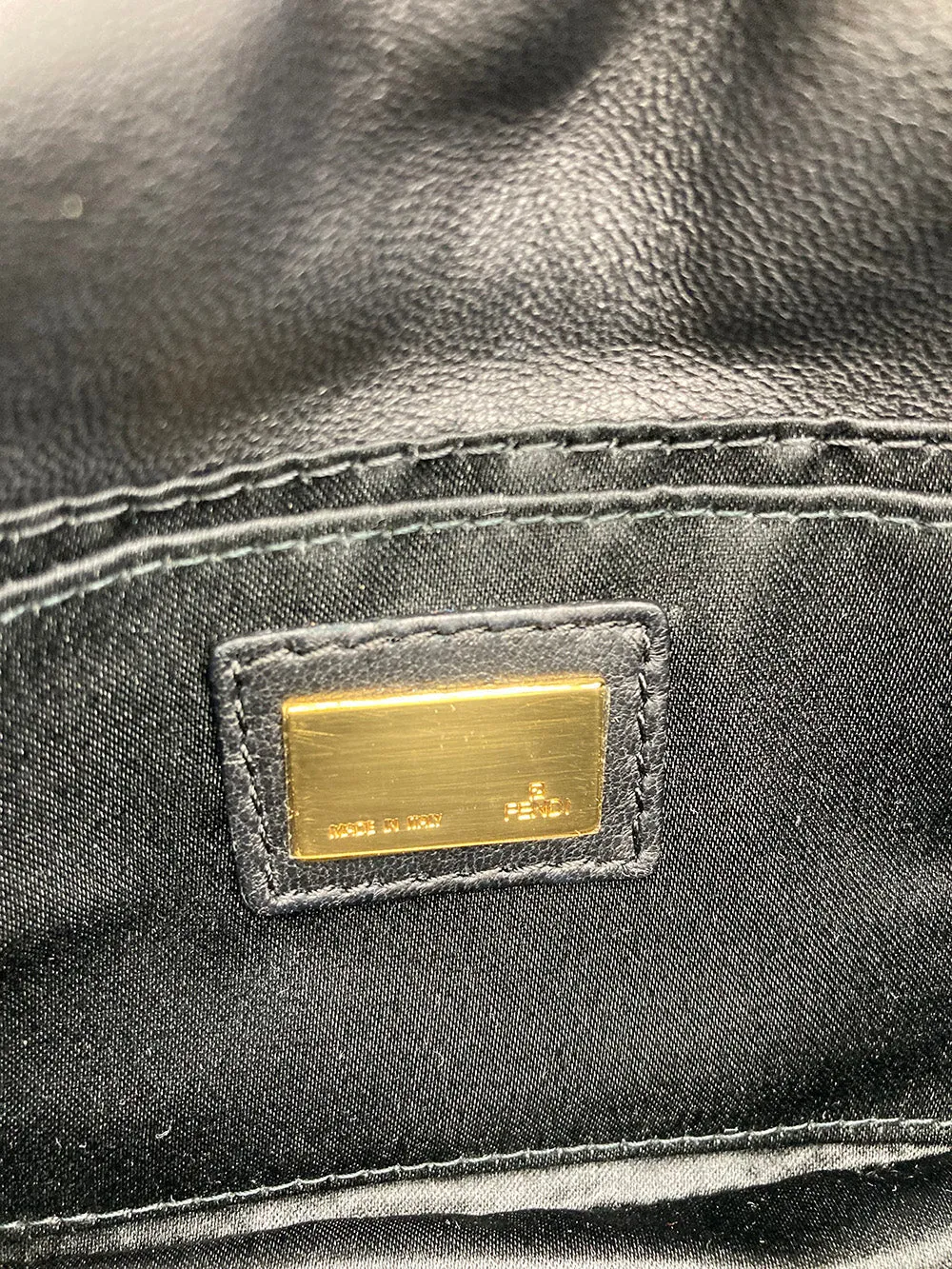 Fendi Black Patent and Silk Zucca Double Mini Baguette