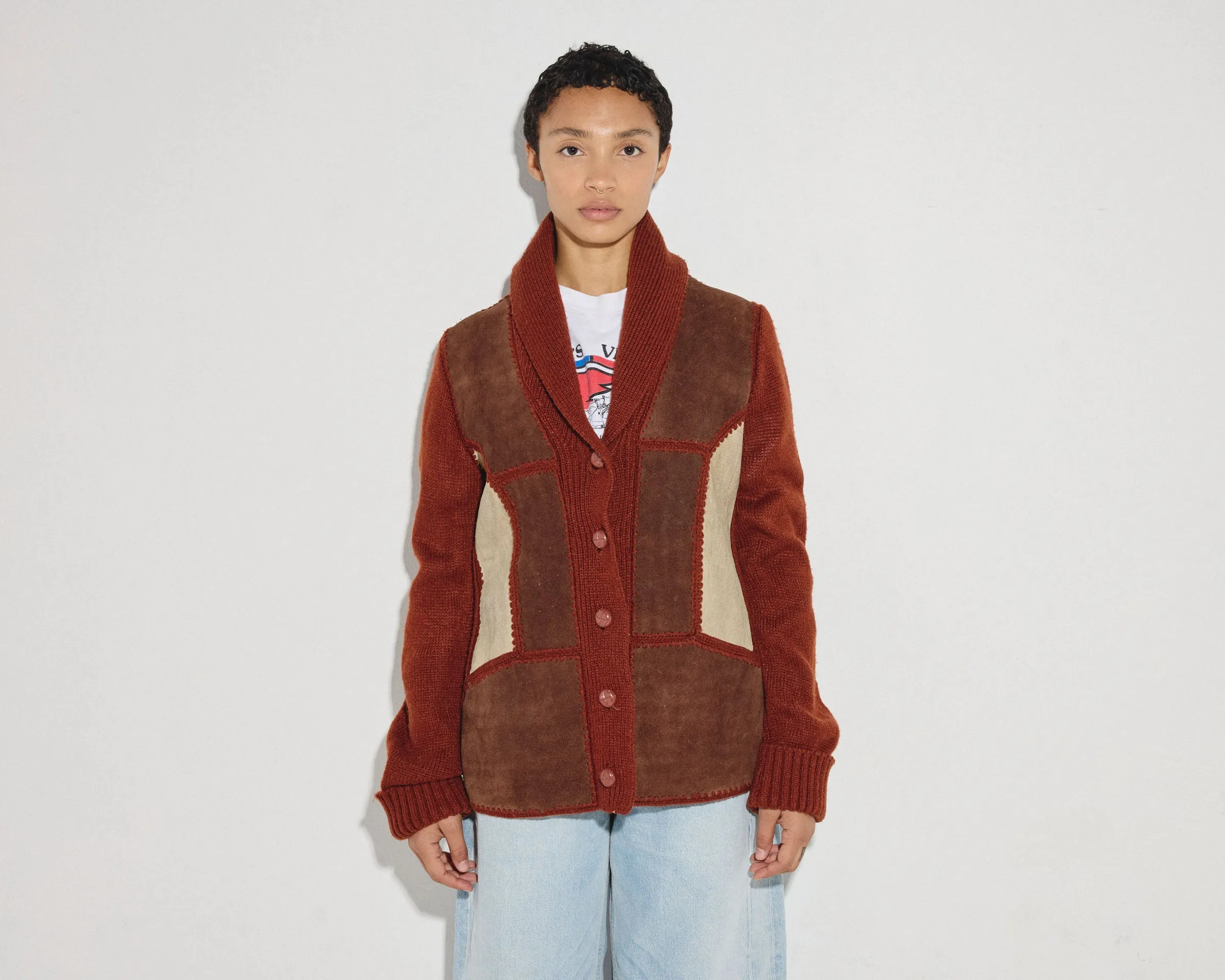 KNIT   SUEDE JACKET