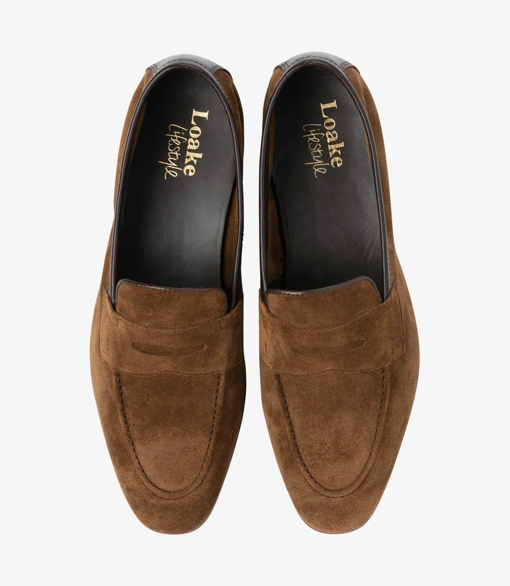 Loake Men's Darwin Leather Loafer Shoes Tan Brown Suede