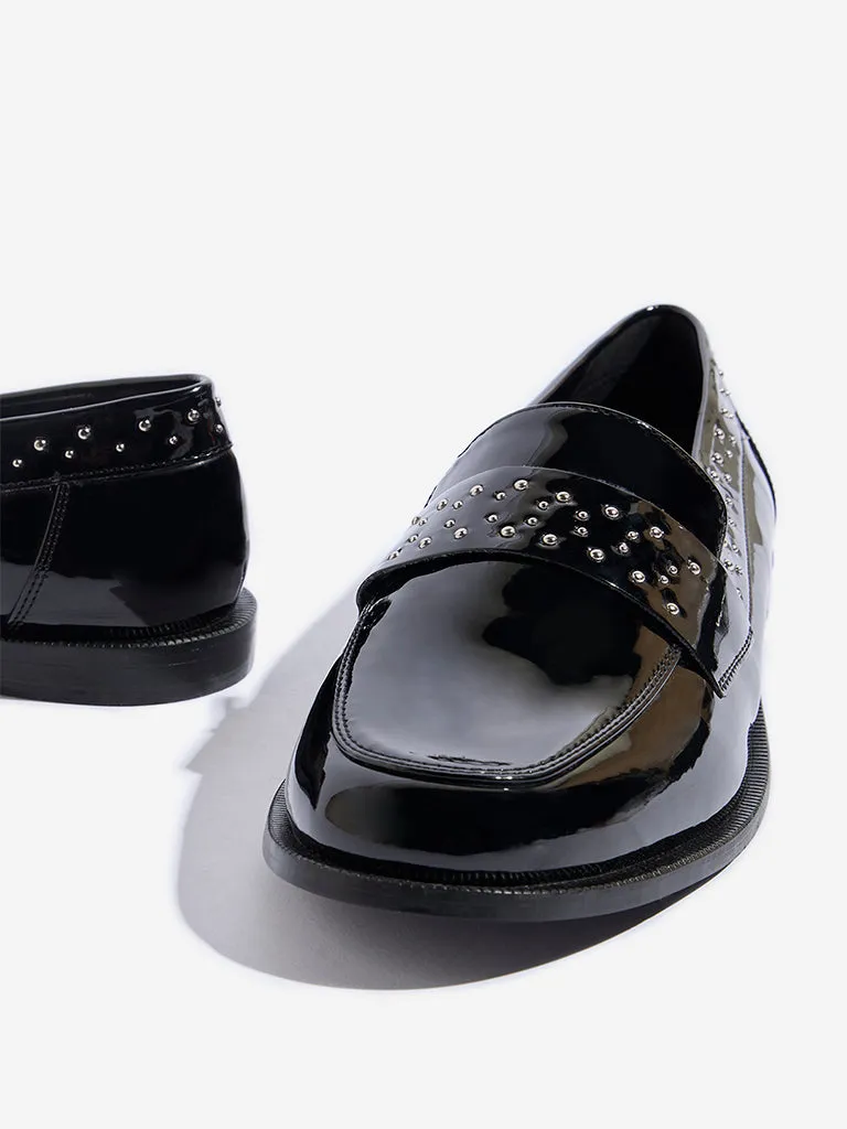 LUNA BLU Black Stud-Detailed Loafers