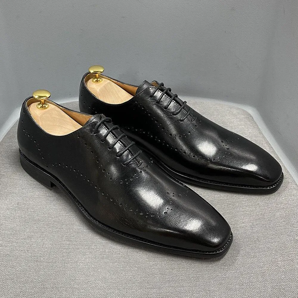 Men's Oxford Wingtip Genuine Calf Leather Shoes