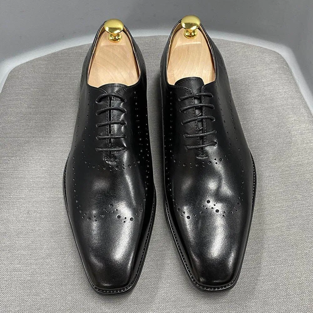 Men's Oxford Wingtip Genuine Calf Leather Shoes