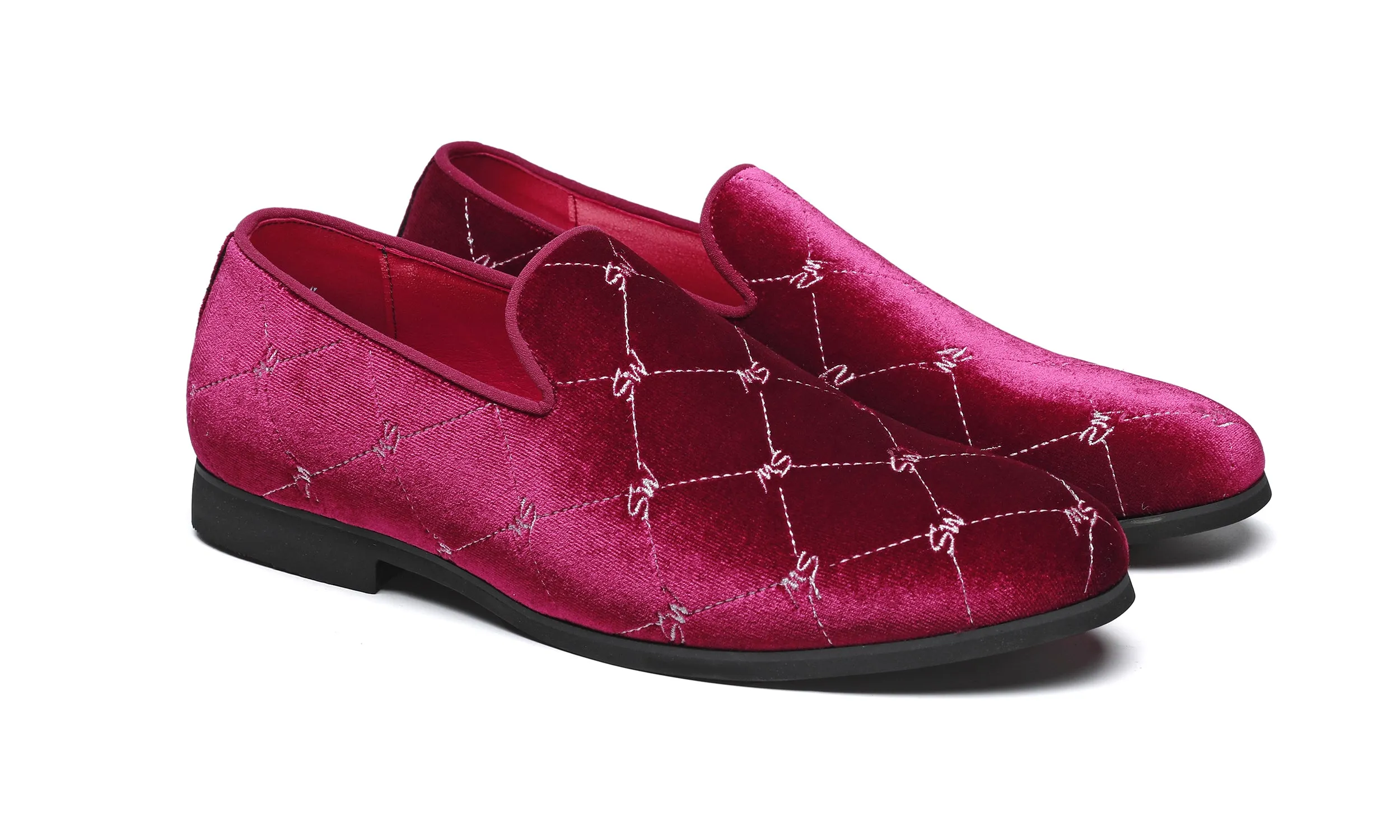 Men's Silver Stitching Velvet Loafers