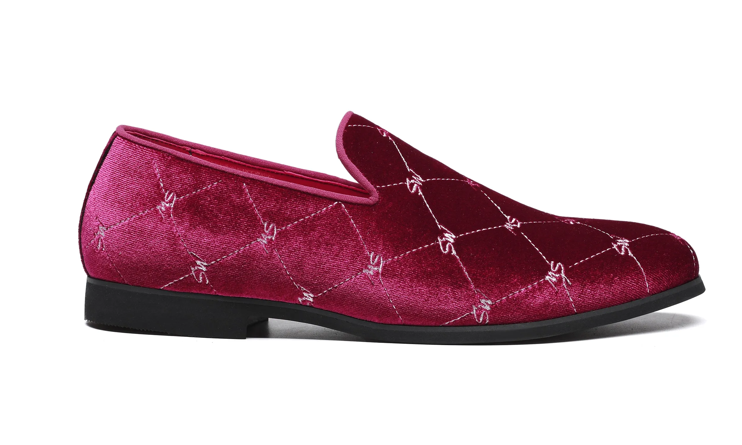 Men's Silver Stitching Velvet Loafers