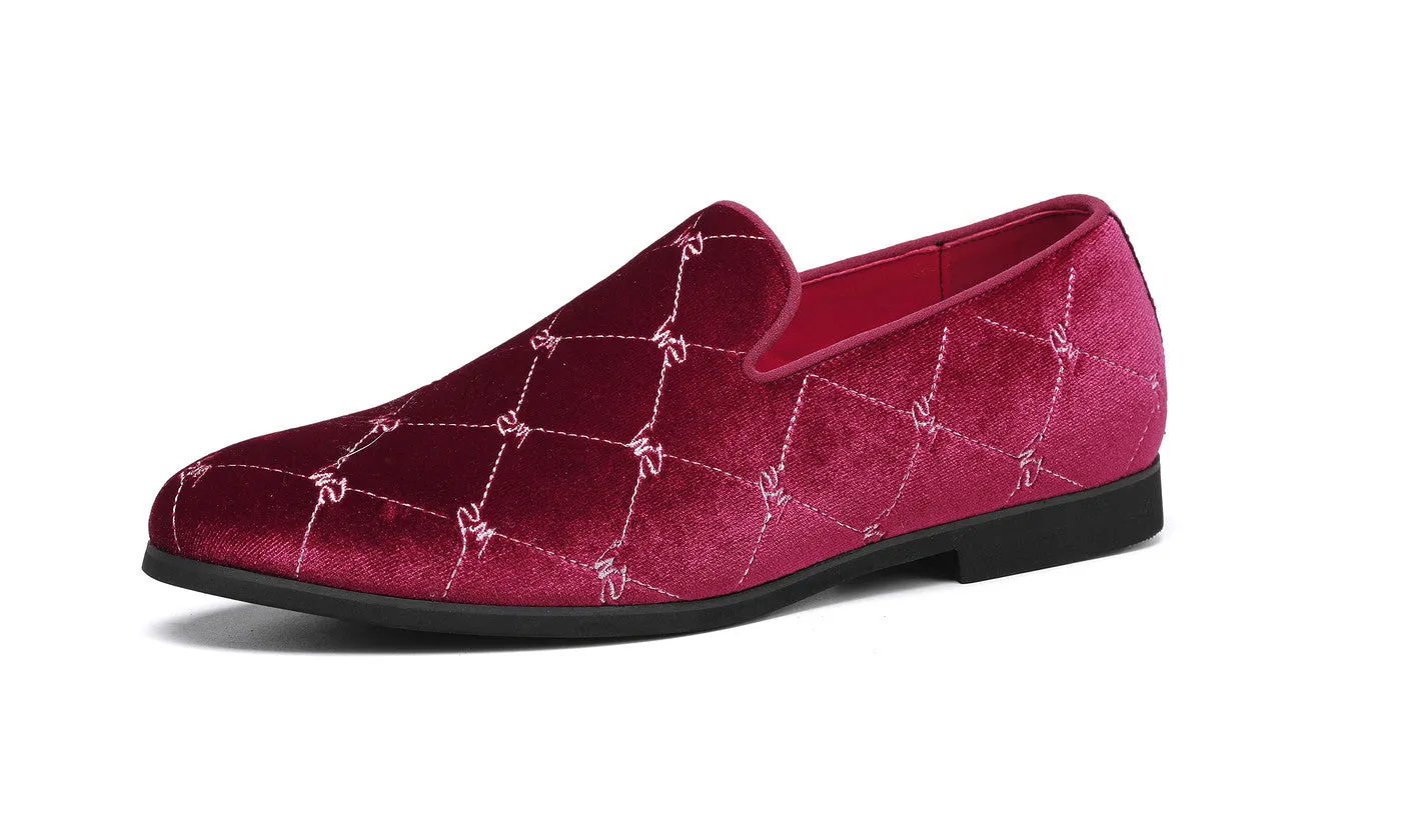Men's Silver Stitching Velvet Loafers