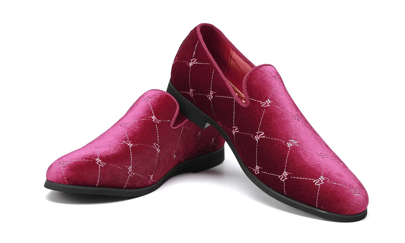 Men's Silver Stitching Velvet Loafers