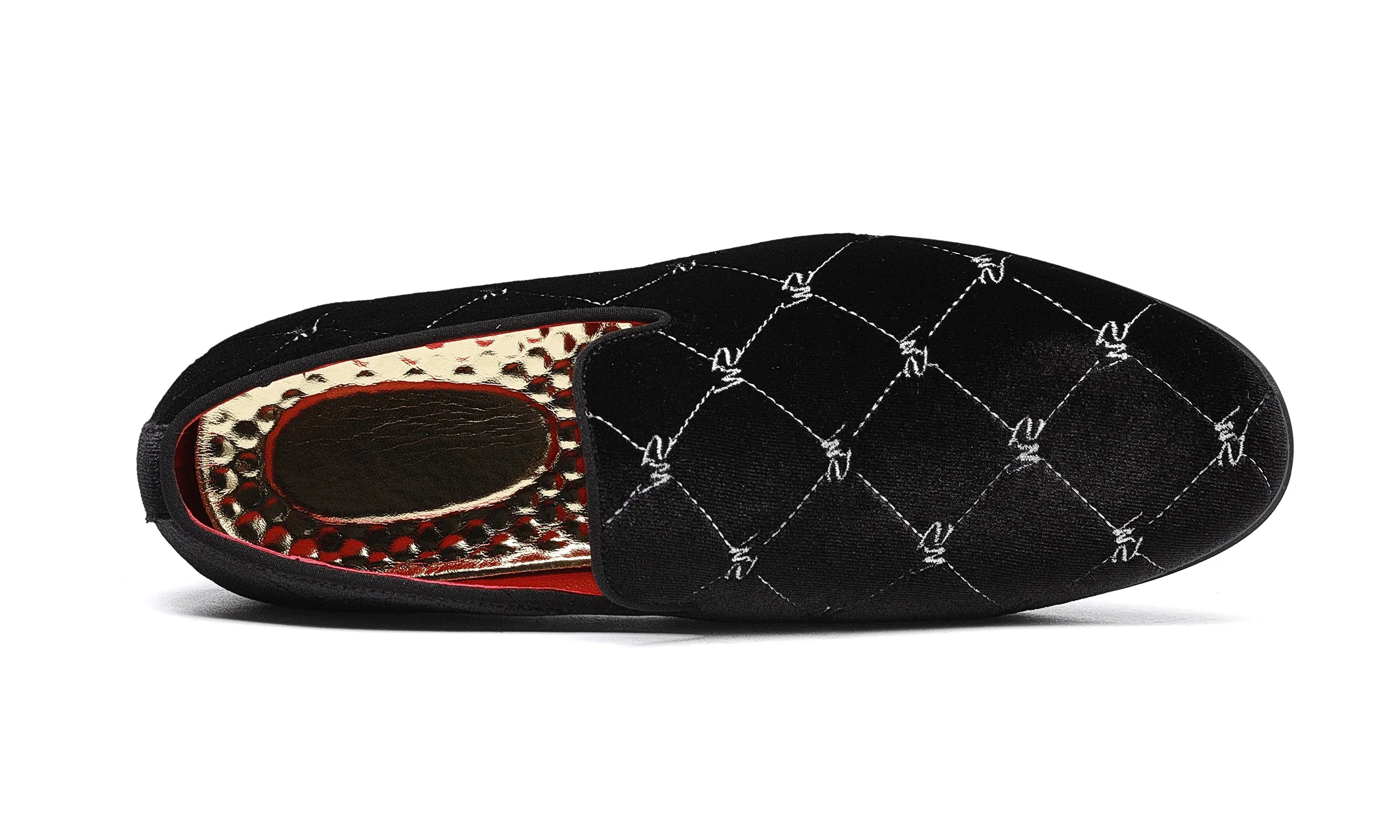 Men's Silver Stitching Velvet Loafers