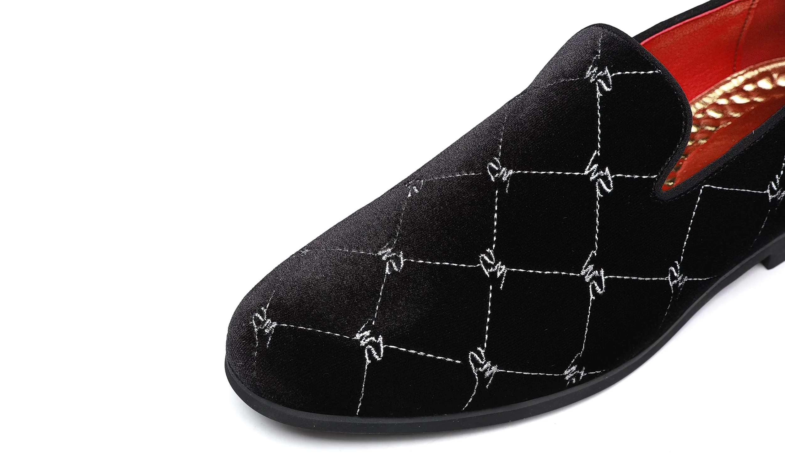 Men's Silver Stitching Velvet Loafers