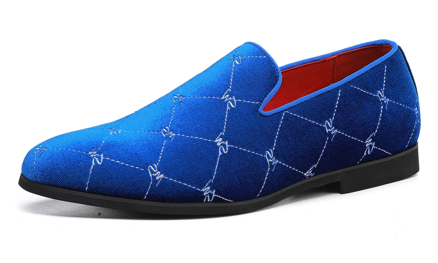 Men's Silver Stitching Velvet Loafers