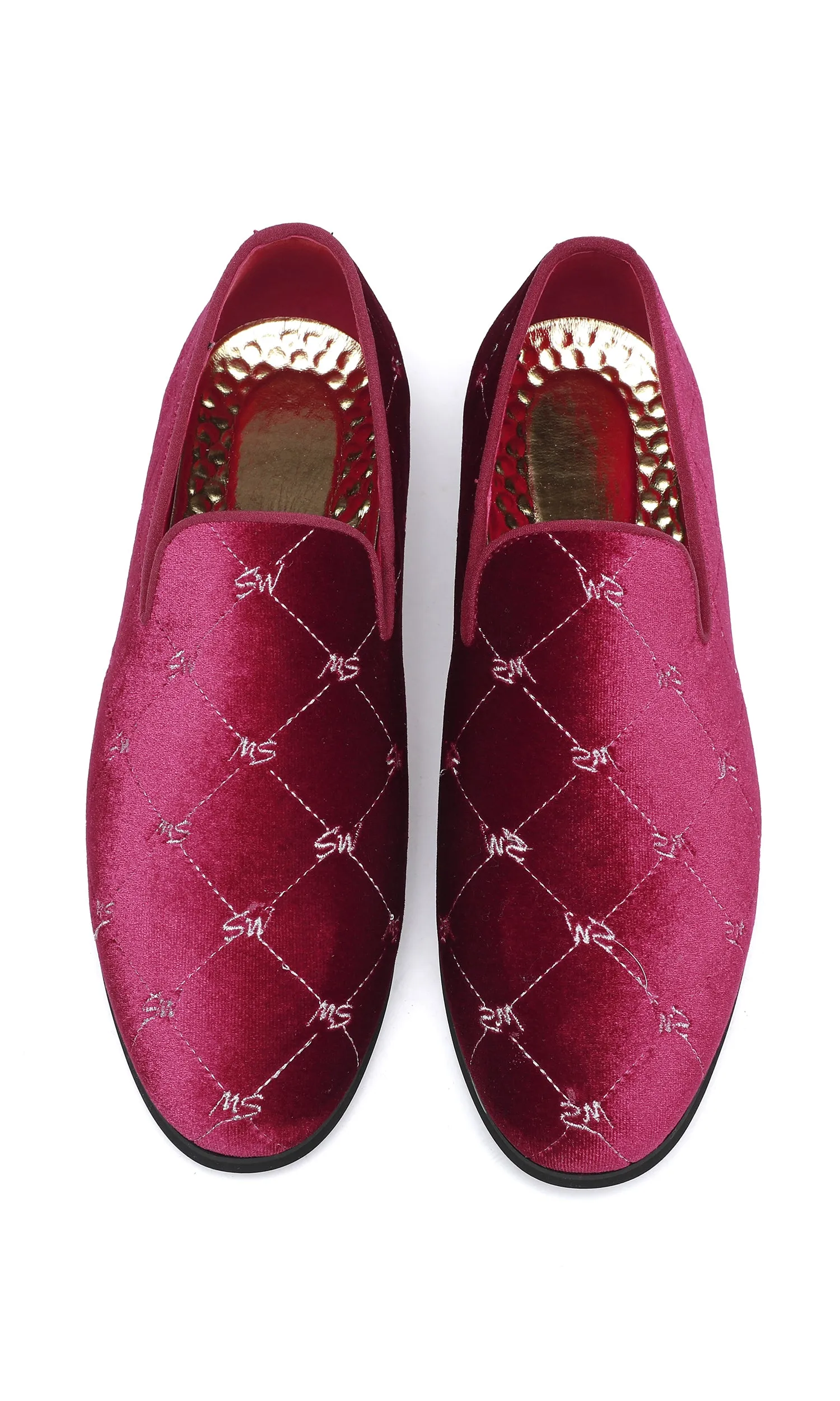 Men's Silver Stitching Velvet Loafers