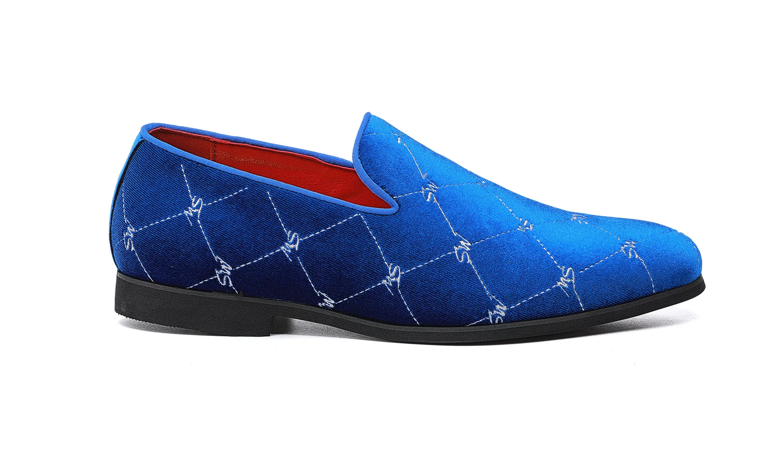 Men's Silver Stitching Velvet Loafers
