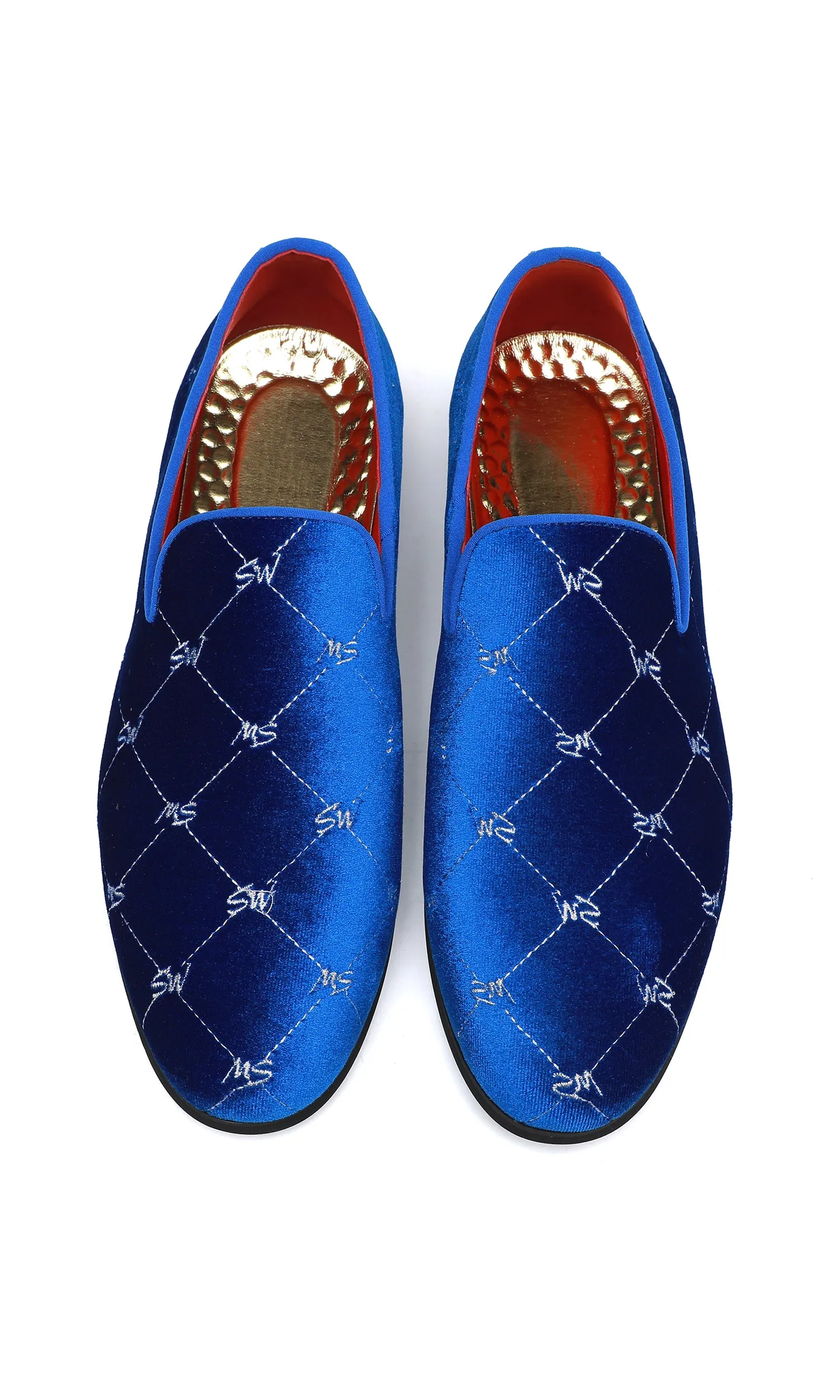 Men's Silver Stitching Velvet Loafers