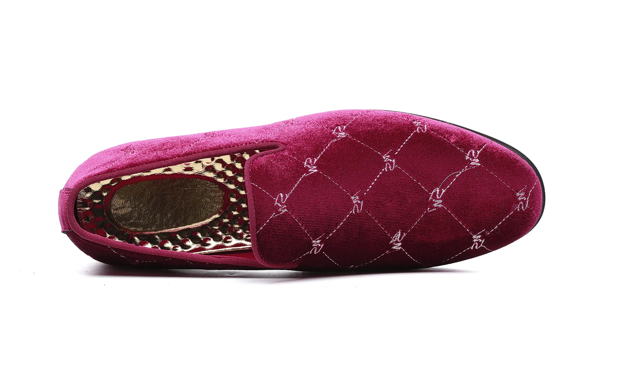 Men's Silver Stitching Velvet Loafers