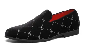 Men's Silver Stitching Velvet Loafers