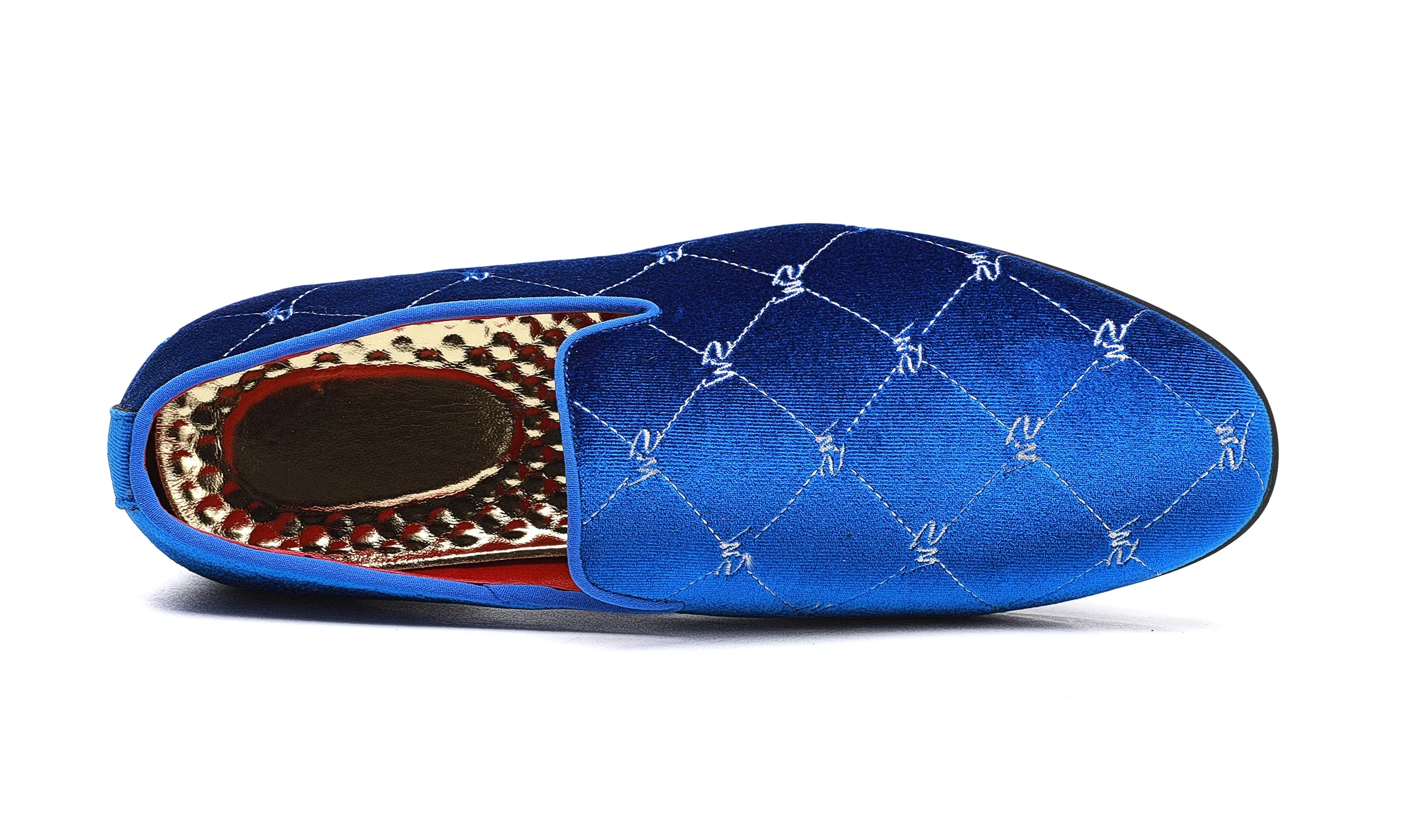 Men's Silver Stitching Velvet Loafers