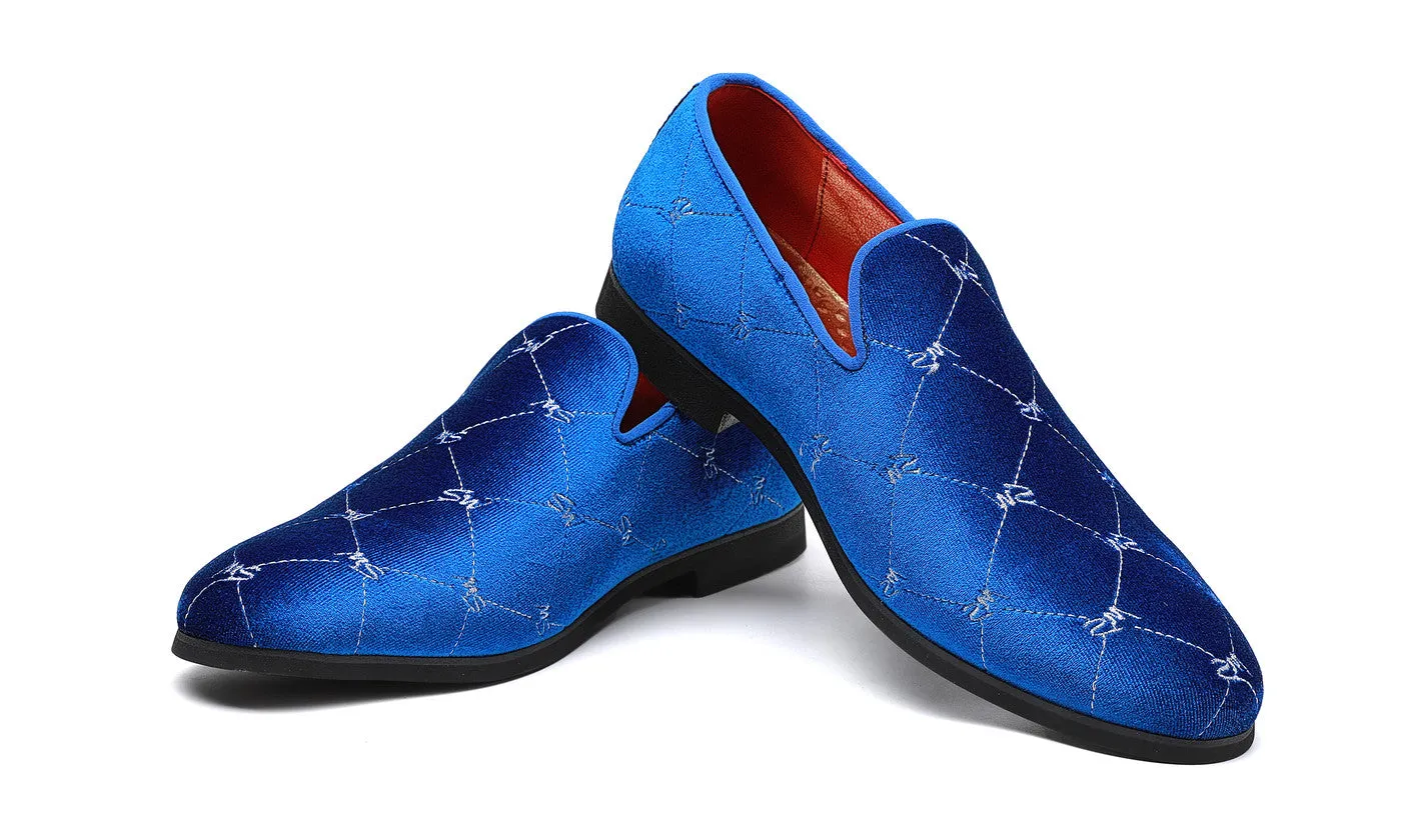 Men's Silver Stitching Velvet Loafers