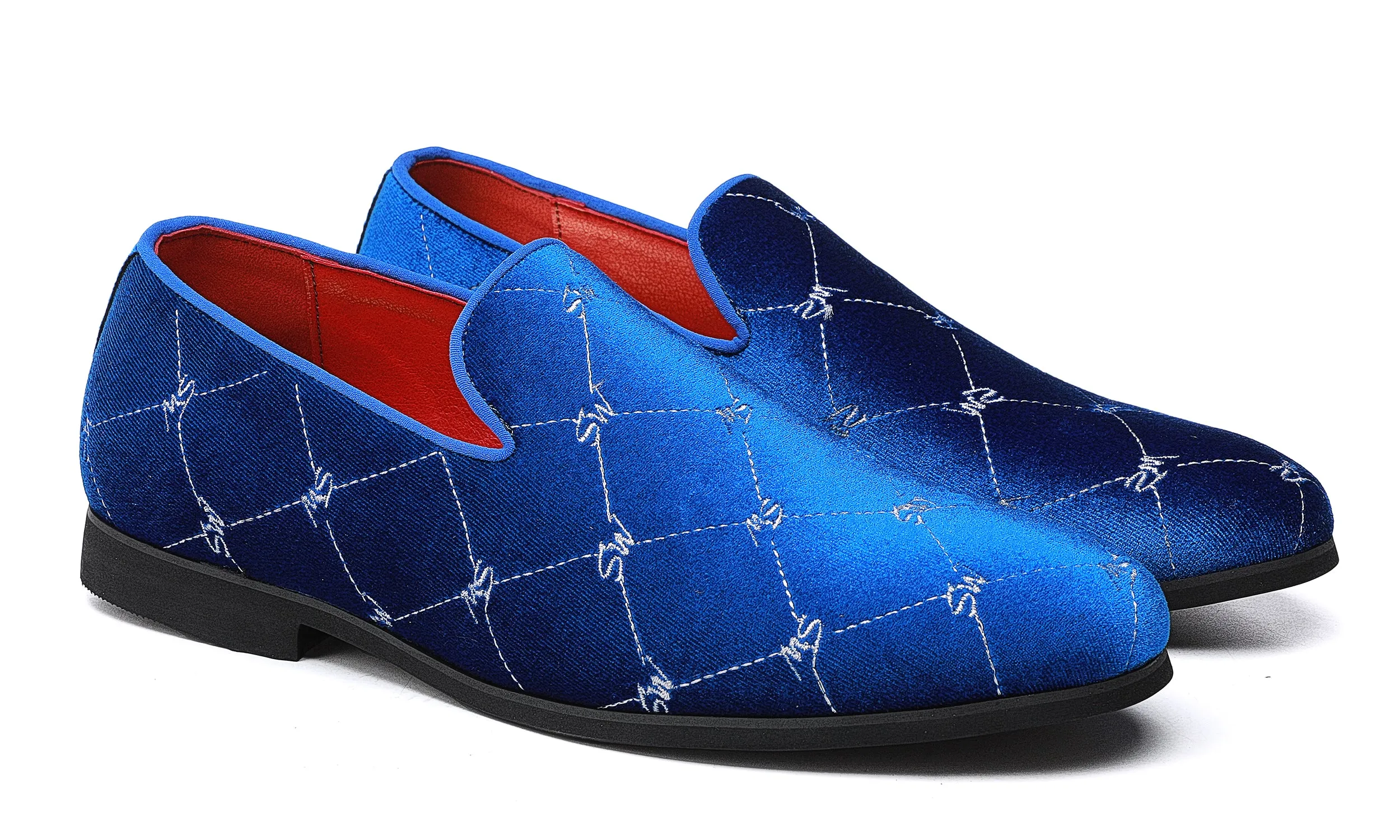 Men's Silver Stitching Velvet Loafers