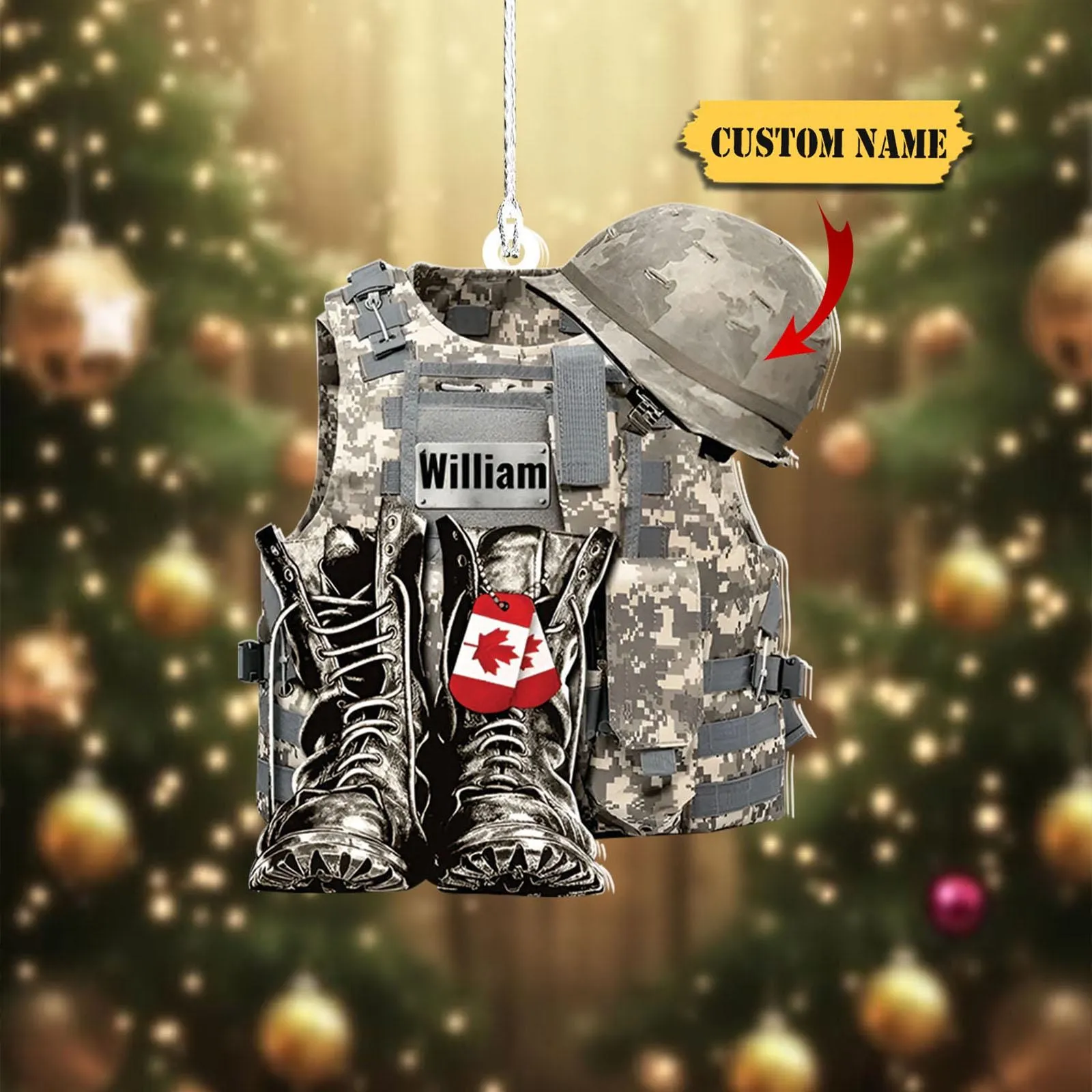 Military Uniform Canada - Boots & Hat - Personalized Flat Acrylic Ornament 2D, Flat Ornament, Military Car Ornament Gift, Military Gift HAOR0711
