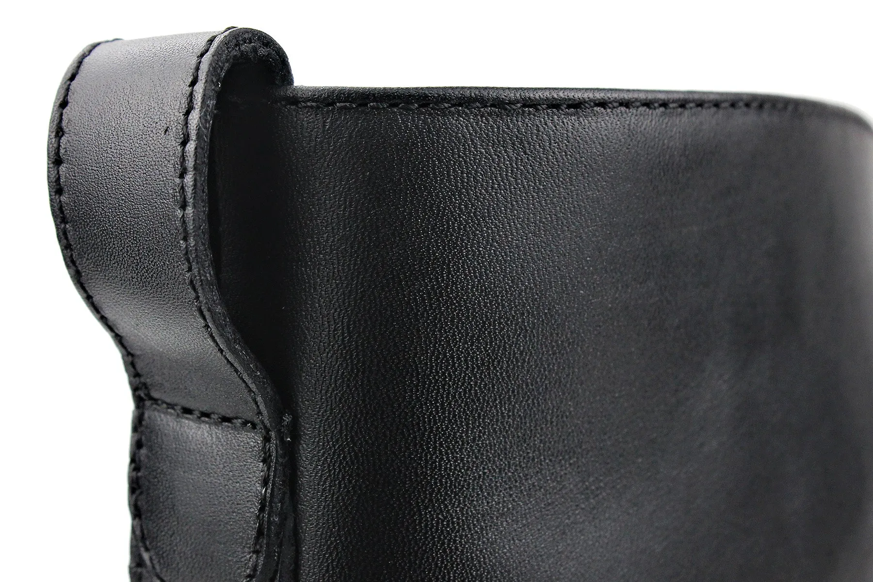 OSSTONE High Heel Pointed Chelsea  Leather Boots JY002-BLACK