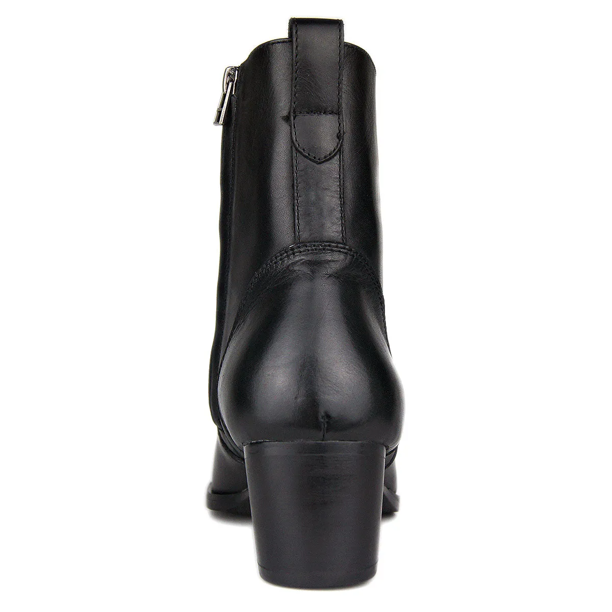 OSSTONE High Heel Pointed Chelsea  Leather Boots JY002-BLACK
