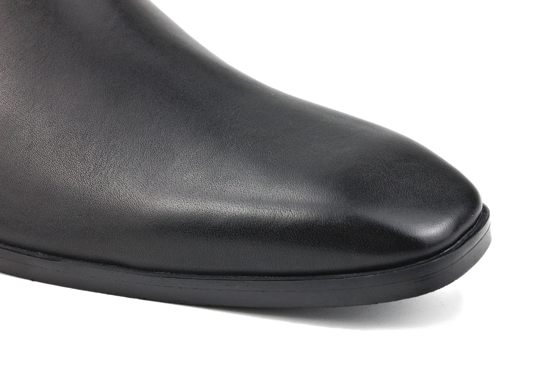 OSSTONE High Heel Pointed Chelsea  Leather Boots JY002-BLACK