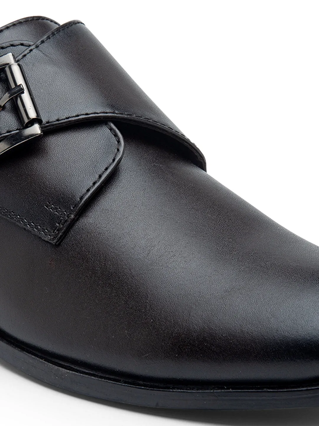 Teakwood Men Deep Brown Solid Genuine Leather Formal Single Strap Monks