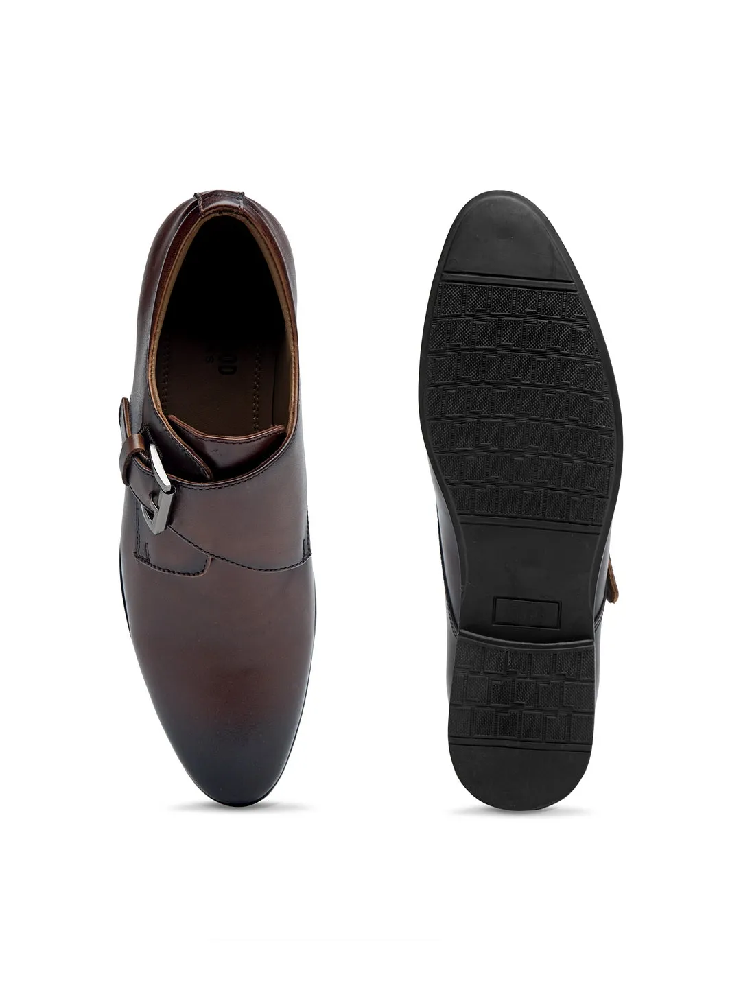 Teakwood Men Tan Solid Genuine Leather Formal Single Strap Monks