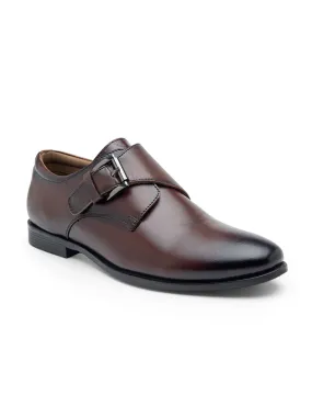 Teakwood Men Tan Solid Genuine Leather Formal Single Strap Monks