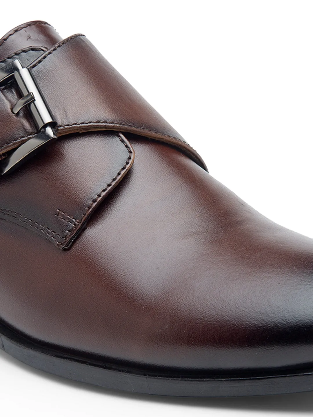 Teakwood Men Tan Solid Genuine Leather Formal Single Strap Monks