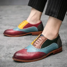 YRL Men's Multi Color PU Leather Oxfords